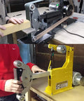 Heavy Duty D Plate Backing Plate For 2x72 Belt Grinder with Rock Solid Mounting Bolts in use for knife making and metal fabrication.