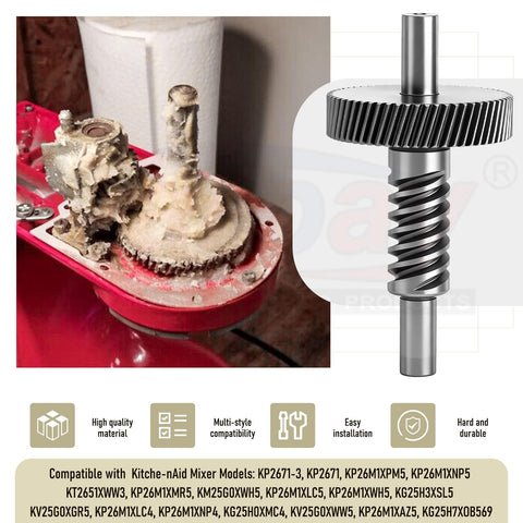 Whirlpool WP9709231 Mixer Gear Replacement Kit With 9703445 Worm Gear Thrust Bearing And 9706770 Heavy Duty All In One Fix For KitchenAid Stand Mixers KP2671 KP26M1XPM5 KP26M1XNP5 KP26M1XMR5
