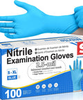 Top Shelf Disposable Nitrile Exam Gloves Real Deal Medical Grade Protective Gear Powder Free And Latex Free Daily Care Tasks Smooth Grip Heavy Duty showcasing 100 count packaging with blue gloves.