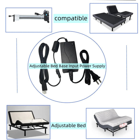 Premium Fesasn 29V2A Electric Power Adapter For Extend Ergo Sealy Ease Serta Adjustable Bed Frame with input power supply.