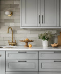 Modern kitchen with 30 Pack 5 Inch Hole Center Kitchen Cabinet Handles Curved Black Zinc Alloy Drawer Pulls For Cabinets