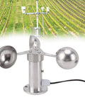 Pro Grade Wind Speed Sensor Anemometer With 8m Cable Lightweight Aluminum Alloy Build 360 Degree Wind Speed And Direction Measurement For Power Plants And Meteorology Monitoring Top Notch Performance, installed in vineyard field