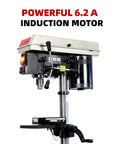10 Inch Drill Press With 6.2 Amp Induction Motor Three Quarter Horsepower Benchtop Drill Press Five Speed LED Work Light