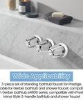 Three Piece Bathtub And Shower Knob Replacement Kit Compatible With Danco And Gerber Fixtures installed on marble wall
