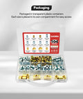 Premium 104 Piece Brake Line Fitting Kit Covers 3/16 And Quarter Inch Tubing With Corrosion Resistant Brass Nuts Unions And Tees For Quick Car Fixes clear storage case