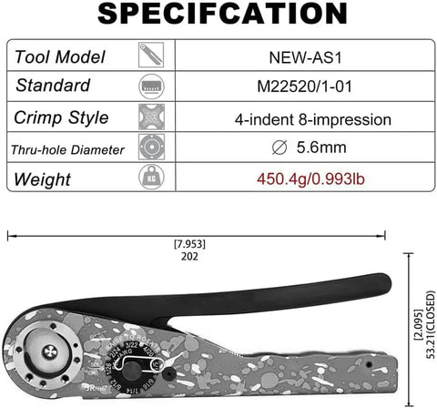 Top Tier 8 Indent Crimping Tool For Heavy Duty Circular And Rectangular Electrical Connectors Like 38999 Plus 26482 With Solid Barrel Contacts designed for accurate crimping.