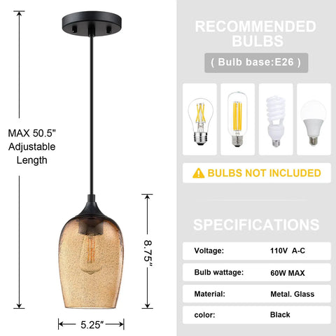 Dope Two Pack One Light Pendant Lights For Kitchen Island In Indoor Dining with amber glass and black finish specifications