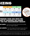Mercury Mitts For Men Waterproof Insulated Winter Ski Snowboard Mittens Built For Backcountry Trips Alpine Climbing And Ice Climbing Ultra Warmth For Brutal Cold Weather sizing chart showing different measurement guidelines and instructions for palm girth and length.