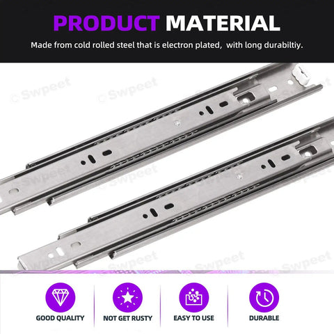 Premium 300mm Full Extension Ball Bearing Drawer Slides with Quiet Glide, cold rolled steel, focus on material quality and durability.