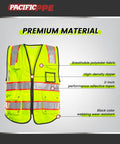 Heavy Duty Class 2 High Visibility Reflective Safety Vest With Ten Pockets And Zipper Closure Lightweight Breathable Polyester Workwear Built Different For Crews Demanding Next Level Job Site Visibility Today, breathable fabric, high-density zipper, multiple pockets.