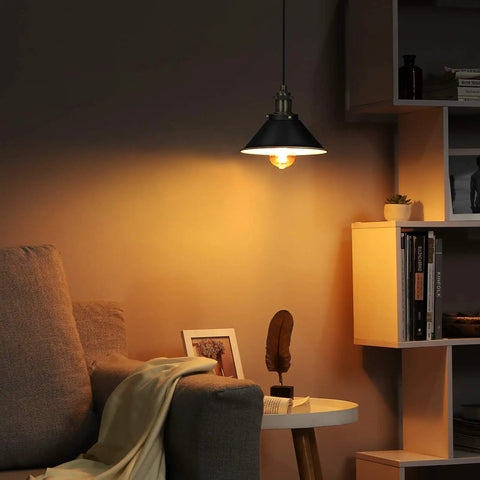 Plug In Pendant Light Dual Pack Farmhouse Chic Industrial Swag Lamp With 15Ft Cord Black Exterior White Interior Shade Retro Copper Accents