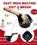 Cast Iron Sauce Pan And Basting Pot Set With BBQ Mop Brushes For Grillin Melting Butter Campin And Stove Top Cooking