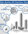 Ultimate M3 Countersunk Socket Cap Screws Set In 304 Stainless Steel, 500Pcs, 8 Lengths, with M3 Nuts and Flat Washers