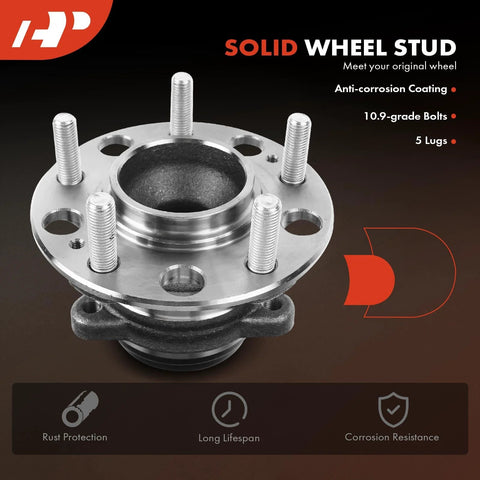 Two Pack Rear Wheel Bearing And Hub Assembly With ABS For Hyundai And Kia 5-Lug showing anti-corrosion coating and solid wheel stud
