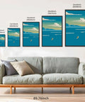 Framed Ocean Rowing Poster Canvas Print Art in living room above sofa, Modern Minimalist Wall Decor for Living Room Bedroom and Apartment