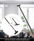 Person using Universal Vacuum Attachment Kit For Wet Dry Cleaning One And One Quarter Inch Hose Adapters with extension wand.