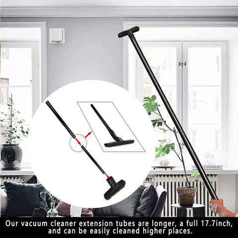 Person using Universal Vacuum Attachment Kit For Wet Dry Cleaning One And One Quarter Inch Hose Adapters with extension wand.