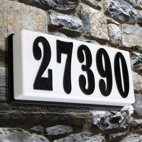 Serrano Low Voltage Lighted Address Plaque Rectangular With 4 Inch Black Polymer Numbers Weatherproof ABS Plastic