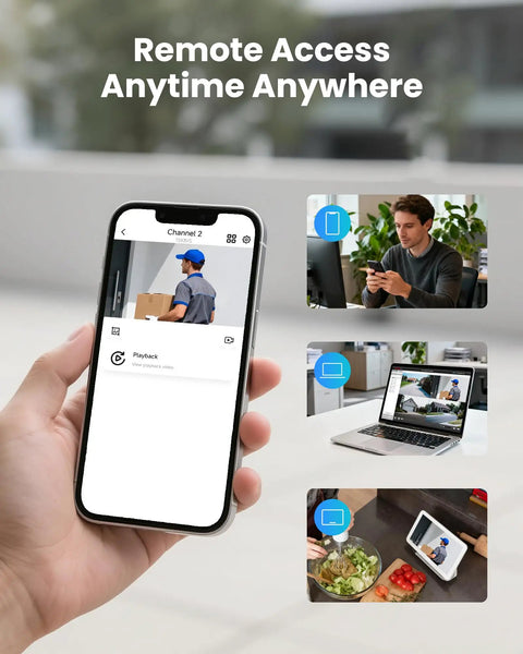 Remote access feature of All In One Home Security System With 8 Outdoor AI Human And Vehicle Detection Cameras Night Vision