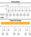 Diagram of Outdoor Snowflake Christmas Lights 17.22 Feet 264 LED Snowflake Icicle Lights With 22 Drops Waterproof White For Curtain Eaves Window Decor 8 Modes Connectable Xmas Decoration