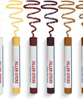 Wood Repair Wax Pens Set With 10 Blendable Colors For Hardwood Floors Cabinets And Furniture No Tools Needed Mess Free Long Lasting 5 Piece Pack Great For Dents Scratches And Color Matching On Real Wood Textures shown with color samples