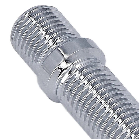 Upgrade Your Ride With 20 Heat Treated Wheel Stud Conversion Adapters, Extended 50mm Length And Robust Zinc Plated Design For Premium Grip On European Cars, Making Installation A Breeze! chrome steel wheel stud adapter, 50mm, threaded close-up