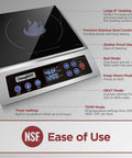 Portable Induction Cooktop 1800W Max Power With 9 Power Levels And 18 Temperature Settings NSF Certified Hot Plate