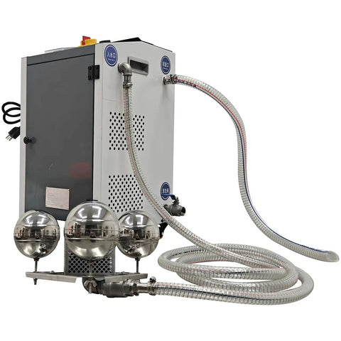 Heavy Duty Automatic Coolant Skimmer For Industrial Oil Water Separation Removes Tramp Oil And Floating Sludge To Extend Cutting Fluid Life 208-240V with stainless steel components and hoses.