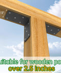 Beefy Heavy Duty 5x5 Inch L Bracket Set For Shelves Fences Pergolas And Posts supporting wooden structure outdoors