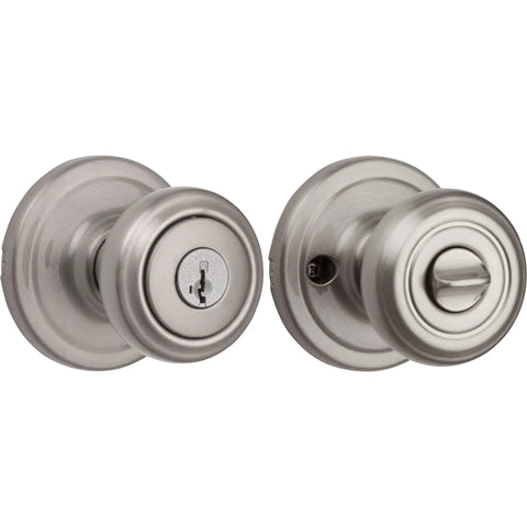 Cameron Entry Door Knob With Lock And Key Pick Resistant Secure Keyed Exterior Handle For Front Door And Bedroom Satin Nickel Finish