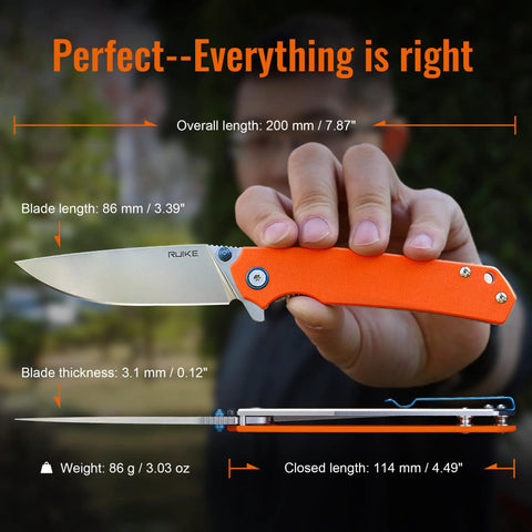 Your Go To Everyday Carry Folding Pocket Knife With 3.39 Inch 14C28N Blade, G10 Handle, Deep Carry Clip in hand showing size