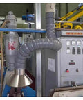 Heavy Duty Fume Extraction Arm With 10 Ft Flexible Swivel Hose And Capture Hood for extracting smoke and dust in a workshop.