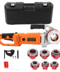 Heavy Duty Electric Pipe Threader Kit With Six Dies And Sturdy Toolbox, Handheld Ratchet for galvanized iron steel pipes, auto feed design.
