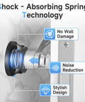 Heavy Duty Black Door Stopper For Wall With Silicone Tip And Spring Shock Absorber To Guard That Sweet Drywall and shock-absorbing spring technology close-up.