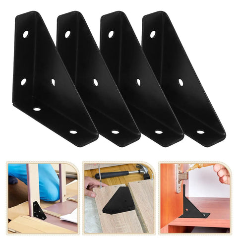 12 Pack Heavy Duty Universal Corner Braces For Furniture And Tables Black Steel Triangle Right Angle Shelf Brackets With Beefy Durability