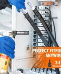 Electrician using 180 Piece Heat Shrink Tubing Kit With Adhesive Lined Three To One Shrink Ratio for wire repair in panel