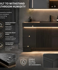 Ultra Chic 72 Inch Freestanding Single Sink Bathroom Vanity With Glowing Led Mirror Cabinet and Hella Spacious Drawer Storage Plus Open Shelves Home Decor showing moisture-resistant cabinet features.