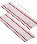 55 Inch Track Saw Guide Rail Kit With Two Twenty Seven Point Five Inch Aluminum Rails And Connector For Precise Pro Grade Woodworking