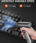 Hand using Beast Cordless Air Duster For PC Keyboard And Car Electronics Cleaning Kit With 130,000 RPM Brushless Motor