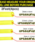 Four Size Fuel Line Hose Kit For Small Engines Includes 0.08x0.14 In, 3/32x3/16 In, 1/8x3/16 In, 1/8x1/4 In, Two Feet Each Replacement Fuel Lines