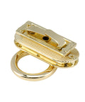 Gold-tone metal turn-lock purse clasp with ring base for DIY handbags.