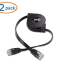 2-Pack 3Ft Retractable Ethernet Cables Cat5e For Gigabit Networking 10 100 1000 Mbps RJ45 Travel Friendly For Computers Printers And Media Streaming Devices