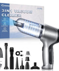 Cordless Handheld Car Vacuum Cleaner 15000 Pa High Power With Brushless Motor And Blower, 3-In-1 Portable Sucker displayed with attachments