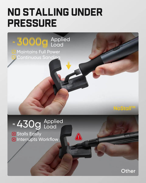 Image showing Badass Brushless Electric Detail Sander For Sweet 3D Print Finishing And Quick Model Sanding capabilities under pressure applied.