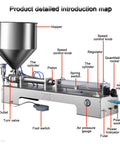 Detailed diagram of Pneumatic Bottle Filler Machine Adjustable Stainless Steel Single Head Horizontal Dispenser With 40 Liter Hopper