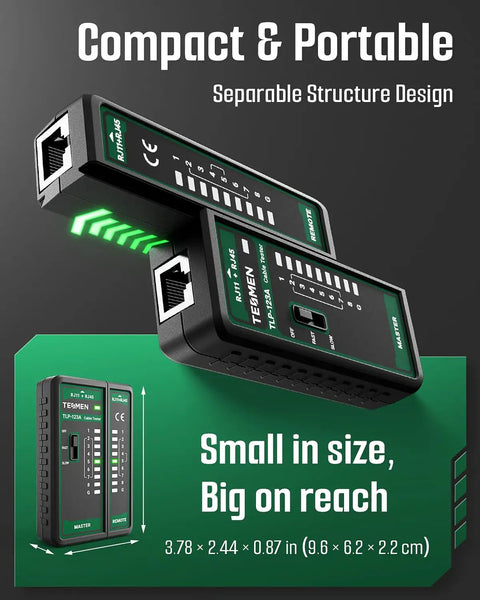 Pro Grade TLP-123A Network Cable Tester For RJ45 RJ11 Ethernet Cables CAT5 to CAT7 UTP and STP, handheld master and remote units