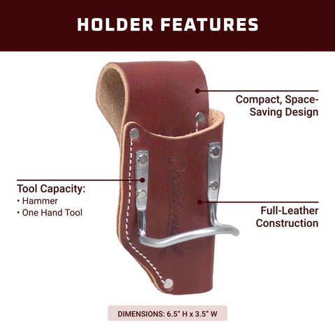2-In-1 Tool And Hammer Holder With Double Capacity For Your Belt Rugged Bridle Leather Construction Made In USA, side view