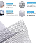 Fiberglass Window Screen Roll With High Visibility And Durable Mesh features, showcasing tear, UV, and insect protection details.
