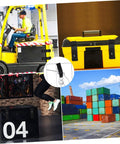 Collage featuring 2 Pack Rubber Draw Latch Replacement For Boat Compartments And More Flexible Hook Lock Easy Install Durable Marine Cabinet And Drawer Latch For Applications Dockside Ready highlighted on a yellow toolbox, forklift, and shipping containers.