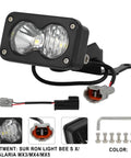 High Output LED Headlight Bar For Sur Ron Light Bee X S LBS LBX And Taparia Sting MX3 MX4 MX5 Pro Electric Dirt Bikes With Beefed Up 6000-6500K Cool White Beam For Night Rides, shown with wiring and mounting accessories.